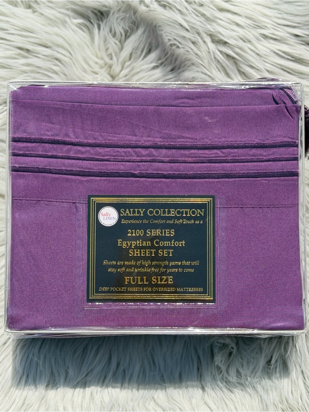 Full size bed sheet set, 4PCS, deep pocket, purple color